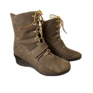 Timberland 78355 3278 Brown Nubuck Wedge Ankle Lace Up Boots Shoes Women’s Sz 8M